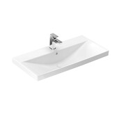 Wastafel Alba 81x40x6 cm Glans Wit Keramiek met kraangat Wastafel Alba 81x40x6 cm Glans Wit Keramiek met kraangat