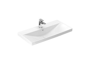 Wastafel Alba 81x40x6 cm Glans Wit Keramiek met kraangat