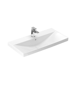 ALONI Wastafel Alba 81x40x6 cm Glans Wit Keramiek met kraangat