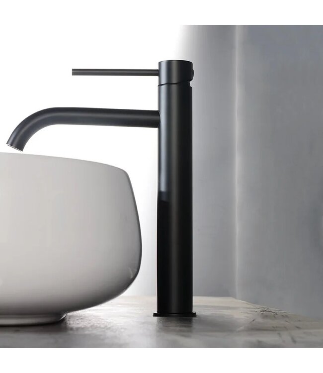 Wastafelkraan Elegante Mat Zwart Hoog