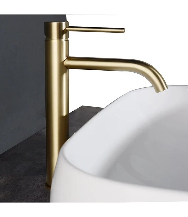 Wastafelkraan Elegante Geborsteld Goud Hoog