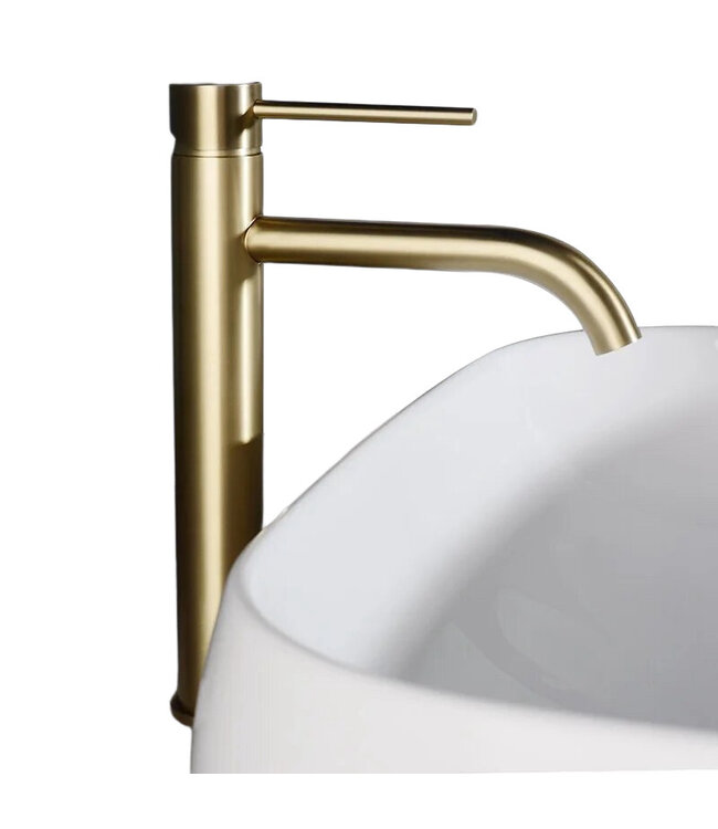 Wastafelkraan Elegante Geborsteld Goud Hoog