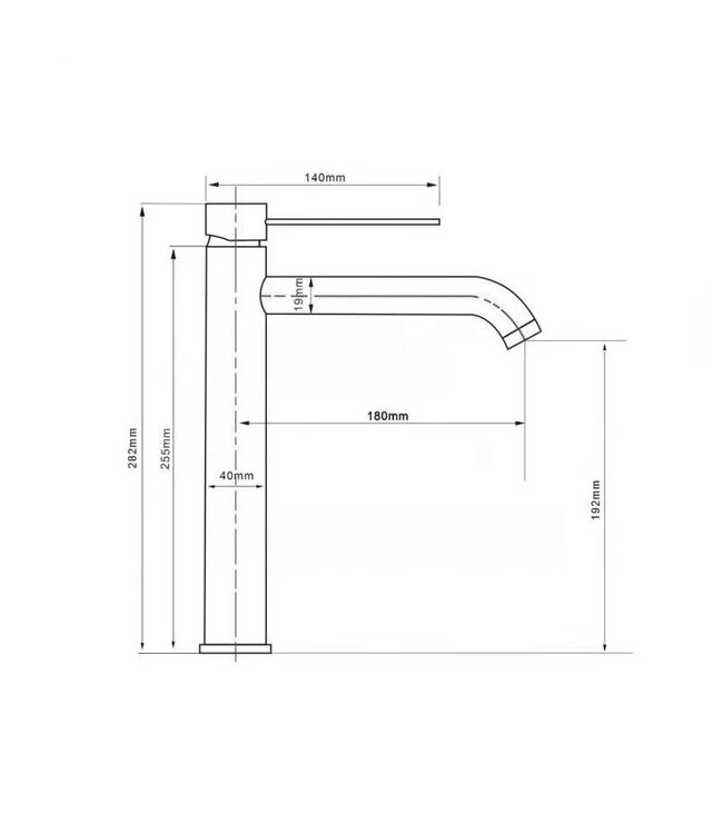 Wastafelkraan Elegante RVS - Geborsteld Hoog
