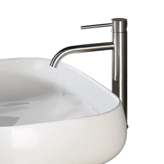 Wastafelkraan Elegante RVS - Geborsteld Hoog