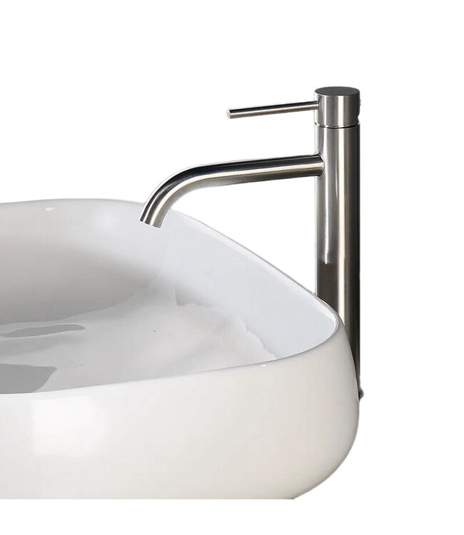 Wastafelkraan Elegante RVS - Geborsteld Hoog