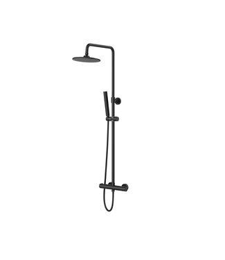 ALONI Opbouw Regendoucheset Donna Rond Mat Zwart Regendouche 20cm Thermostaatkraan Glijstang Handdouche