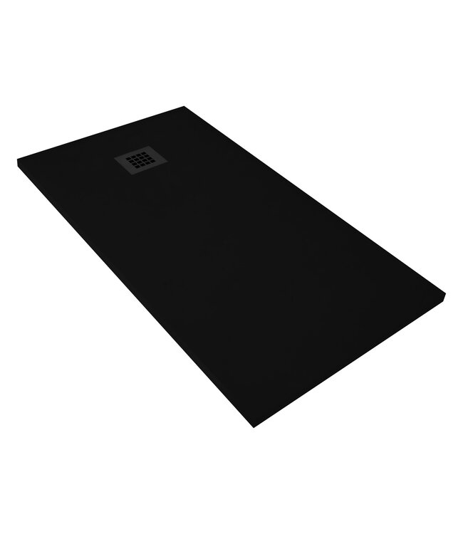 Douchevloer Medison Mat Zwart 120x90cm Composietsteen Douchevloer antislip ultra flat Veroni 3cm composietsteen