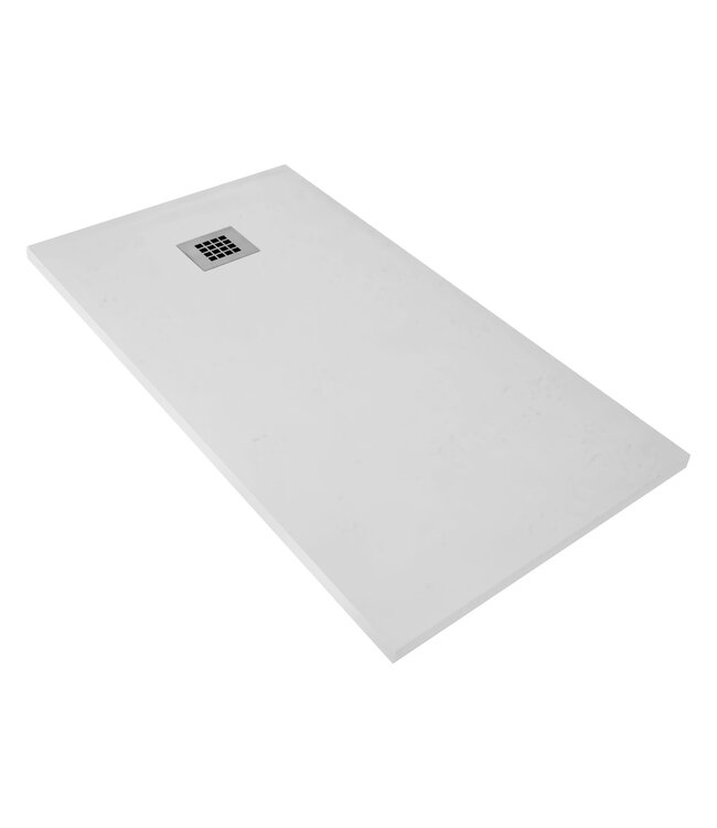 Douchevloer Medison Wit 180x90cm Composietsteen Docuhevloer antislip ultra flat Veroni 3cm composietsteen