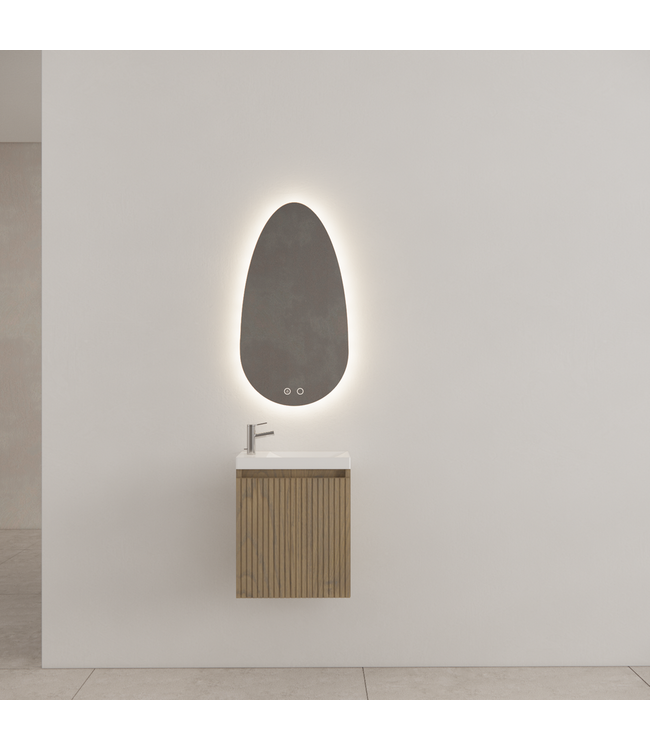 WC Kastje Gliss Timotheus Ash Grey Ribbelfront incl. Fonteintafel