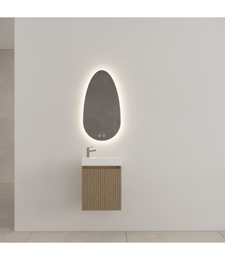 GLISS DESIGN WC Kastje Gliss Timotheus Ash Grey Ribbelfront incl. Fonteintafel