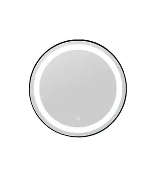 FABRIECIO Badkamerspiegel Rond New Wonder Zwart 60cm LED-verlichting touch schakelaar met spiegelverwarming anti-condens