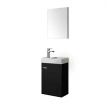WC Kastje Dahlia Mat Zwart Compleet Set met Spiegel en fontein kraangat Links / Rehts 40x22x60cm