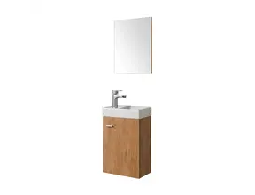 WC Kastje Dahlia Eiken Mat Compleet Set met Spiegel en fontein kraangat Links / Rehts 40x22x60cm