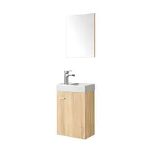 WC Kastje Dahlia Natural Oak Compleet Set met Spiegel en fontein kraangat Links / Rehts 40x22x60cm