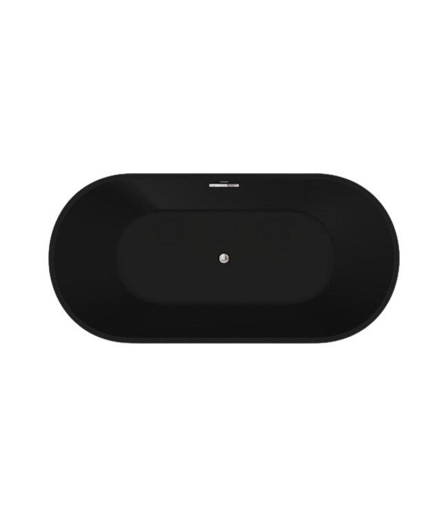Vrijstaand Bad Bauci Mat Zwart 170x70x52 cm Ovaal Solid Surface