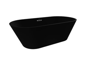 Vrijstaand Bad Bauci Mat Zwart 170x70x52 cm Ovaal Solid Surface