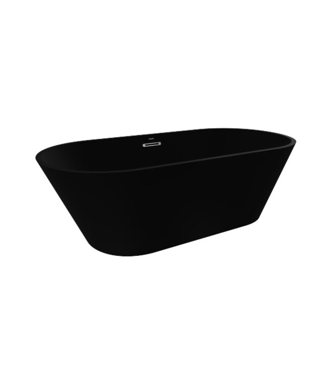 Vrijstaand Bad Bauci Mat Zwart 170x70x52 cm Ovaal Solid Surface