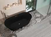 Vrijstaand Bad Bauci Mat Zwart 170x70x52 cm Ovaal Solid Surface