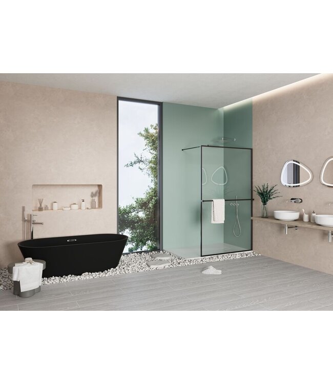 Vrijstaand Bad Bauci Mat Zwart 170x70x52 cm Ovaal Solid Surface