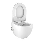 Hangtoilet met bidet geïntegreerde kraan Warm Koud Randloos Glans Wit incl softclose Wc-bril Hangtoilet met bidet geïntegreerde kraan Warm Koud Randloos Glans Wit incl softclose Wc-bril