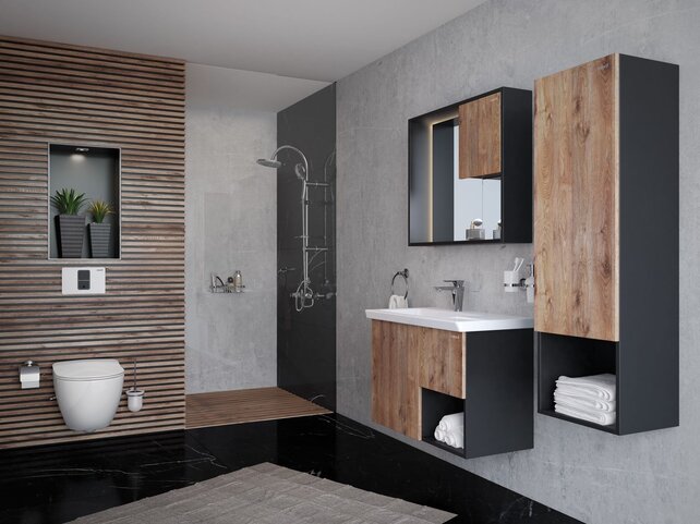 Hangtoilet met bidet geïntegreerde kraan Warm Koud Randloos Mat Wit excl. wc-bril