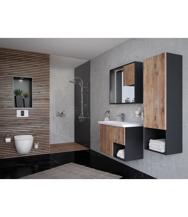 CREAVIT Hangtoilet met bidet geïntegreerde kraan Warm Koud Randloos Mat Wit excl. wc-bril