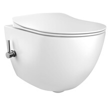 Hangtoilet met bidet geïntegreerde kraan Warm Koud Randloos Mat Wit excl. wc-bril