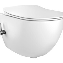 Hangtoilet met bidet geïntegreerde kraan Warm Koud Randloos Mat Wit excl. Wc-bril