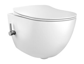 Hangtoilet met bidet geïntegreerde kraan Warm Koud Randloos Mat Wit excl. Wc-bril