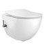 Hangtoilet met bidet geïntegreerde kraan Warm Koud Randloos Mat Wit excl. wc-bril