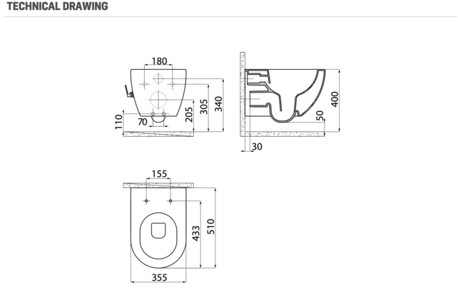 Hangtoilet met bidet geïntegreerde kraan Warm Koud Randloos Mat Wit excl. wc-bril