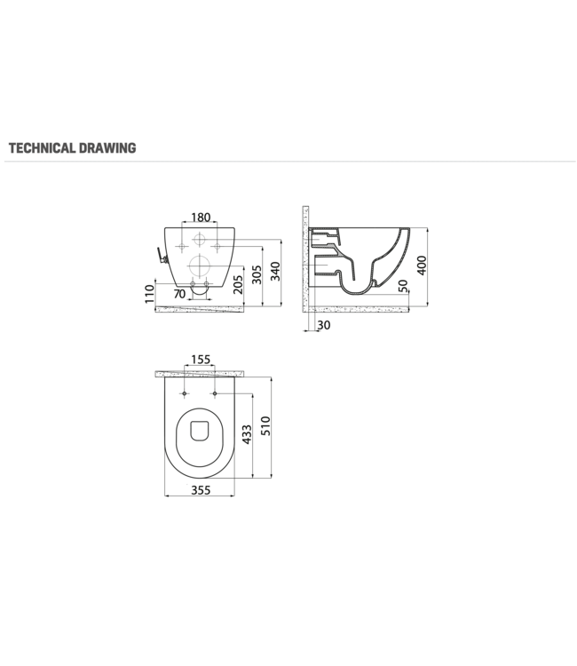 CREAVIT Hangtoilet met bidet geïntegreerde kraan Warm Koud Randloos Mat Wit excl. wc-bril