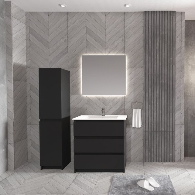 Staand Badkamermeubel Onderkast Jupiter 80 Zwart