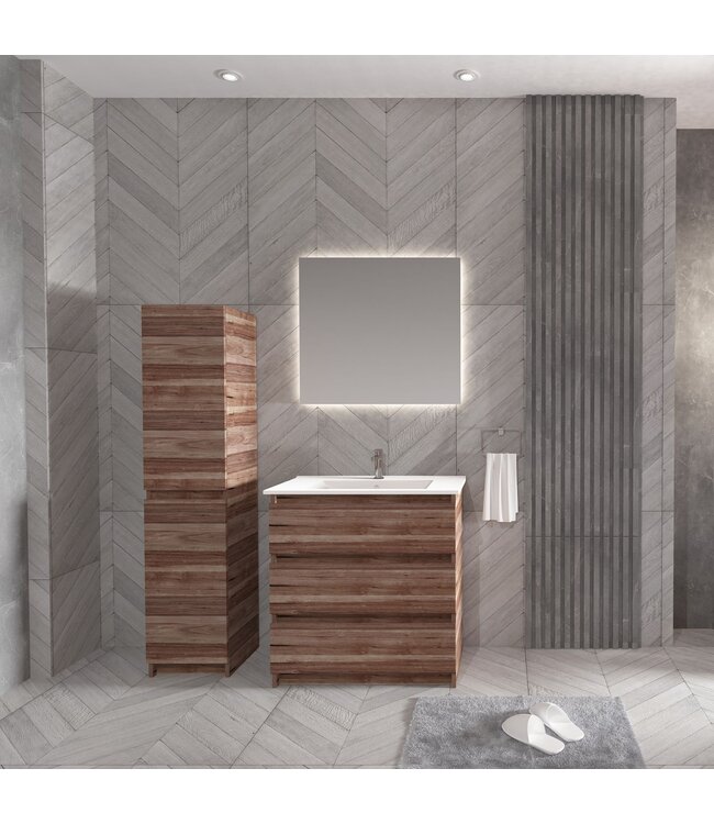 ALONI Staand Badkamermeubel Onderkast Jupiter 80 cm Walnoot