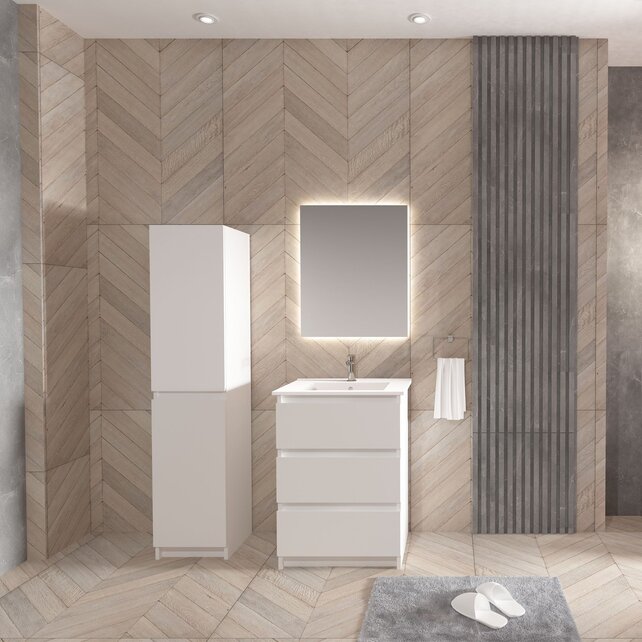 Staand Badkamermeubel Onderkast Jupiter 60 cm Mat Wit