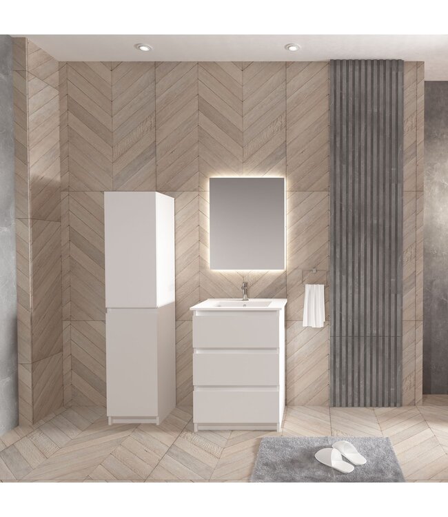 Staand Badkamermeubel Onderkast Jupiter 60 cm Mat Wit