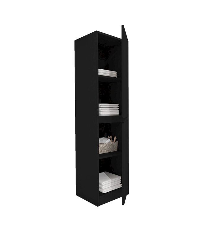 ALONI Staand Badkamer Kast Jupiter 135 cm Mat Zwart met twee deuren