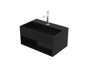 Toilet fontein Sun Mat Zwart 50x32,4x25 cm met onzichtbare afvoer Solid Surface