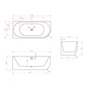 Half vrijstaand bad Links Mat Wit 170x75x60 cm Göteborg