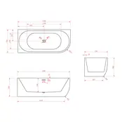 Half vrijstaand bad Links Wit 170x75x60 cm Göteborg
