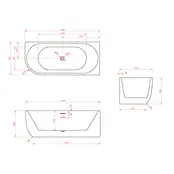Half vrijstaand bad Rechts Wit 170x75x60 cm Göteborg