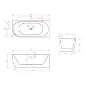 Half vrijstaand bad Rechts Mat Wit 170x75x60 cm Göteborg