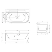 Half vrijstaand bad Links Wit 180x80x60 cm Göteborg Half vrijstaand bad Links Wit 180x80x60 cm Göteborg