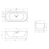 Half vrijstaand bad Links Mat Wit 180x80x60 cm Göteborg