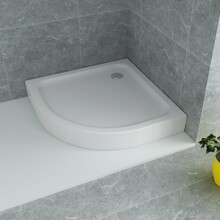 Douchebak Queen Hoog Kwartrond 100x100x15cm Acryl Radius 55cm Antislip Wit