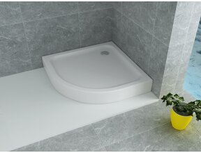 Douchebak Queen Hoog Kwartrond 100x100x15cm Acryl Radius 55cm Antislip Wit