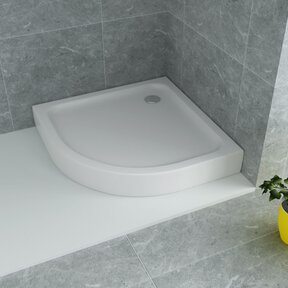 Douchebak Queen Hoog Kwartrond 100x100x15cm Acryl Radius 55cm Antislip Wit