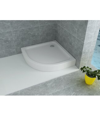 ALONI Douchebak Queen Hoog Kwartrond 100x100x15cm Acryl Radius 55cm Antislip Wit