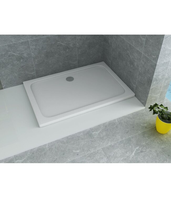 Douchebak Glossy 140x90x3cm Acryl Vlak Rechthoekig Wit Creavit Aloni