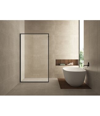 Wiesbaden Inloopdouche Square Mat Zwart 80x200cm 10 mm Veiligheidsglas Helderglas met Nano-coating